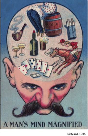 :::1905 A Mans Mind Magified postcard..jpg
