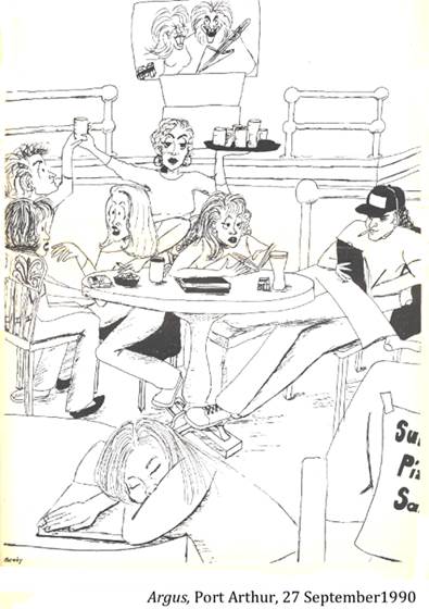 :UNIVERSITY LIFE:8 CAFETERIA coffee, food:1990 09 27 cafeteria argus port arthur.jpg