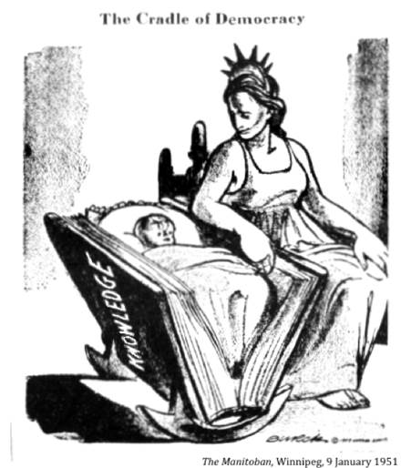 :UNIVERSITY LIFE:14 UNIV. GOALS:1951 01 09 democracy The Manitoban Win.jpg