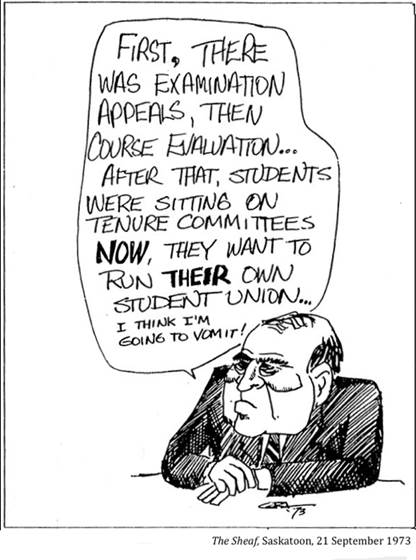 :UNIVERSITY LIFE:16 ADMINISTRATION senate, president, chancellor, funding:1973 09 21 management the sheaf saskatoon.jpg