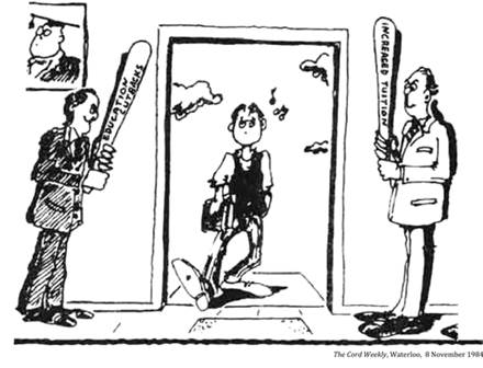 :UNIVERSITY LIFE:19 TUITION FINANCE:1984 11 08 tuition the cord weekly waterloo.jpg