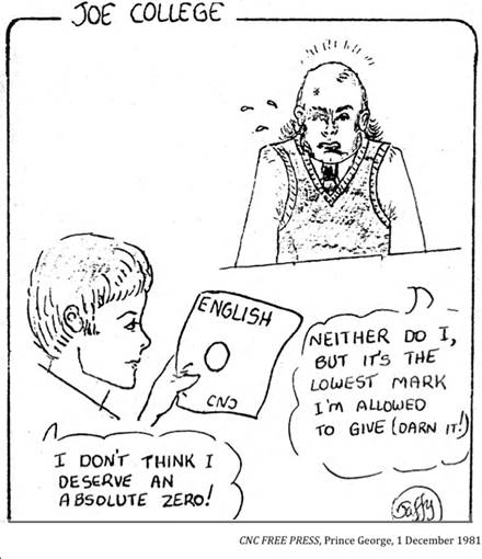 :UNIVERSITY LIFE:22 ASSIGNMENTS:1981 12 01 marks cnc free press prince george.jpg