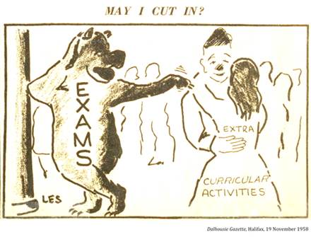 :UNIVERSITY LIFE:23 EXAMS cramming:1958 11 19 exams extra cur dalhousie gazette.jpg