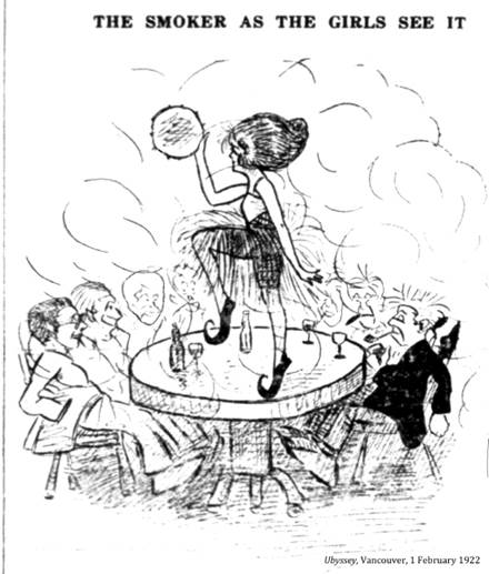 :UNIVERSITY LIFE:25 SOCIAL LIFE cards, sports, drama, smokers, frats, pranks, booze, clubs :1922 02 01 smoker ubyssey.jpg