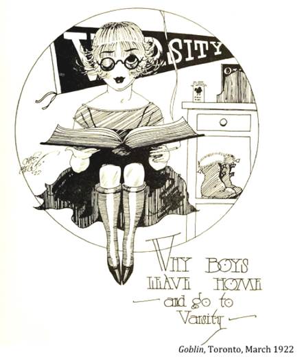 :UNIVERSITY LIFE:25 SOCIAL LIFE cards, sports, drama, smokers, frats, pranks, booze, clubs :1922 03 00 varsity women goblin toronto.jpg
