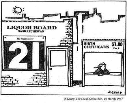 :UNIVERSITY LIFE:25 SOCIAL LIFE cards, sports, drama, smokers, frats, pranks, booze, clubs :1967 03 10 pubs liquor the sheaf saskatoon.jpg