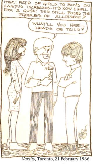 :UNIVERSITY LIFE:26 DATING dances, Sadie Hawkins:1966 02 21 ratio m-f varsity toronto.jpg